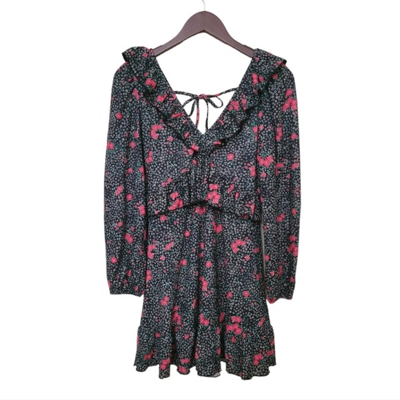 NWT TOPSHOP Double - V Long Sleeve Jersey Minidress in Multi Size 4 - Picture 1 of 10
